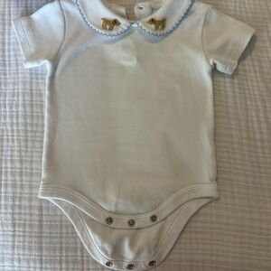 Little English White Bodysuit with Blue Trim